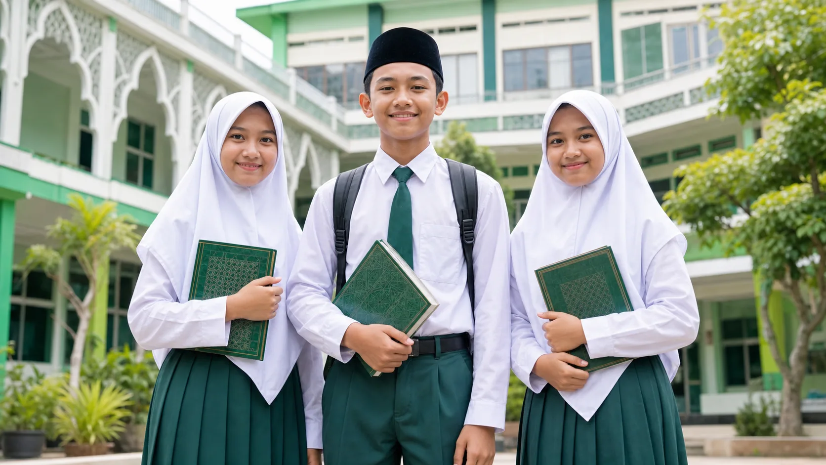 Gedung dan siswa sekolah